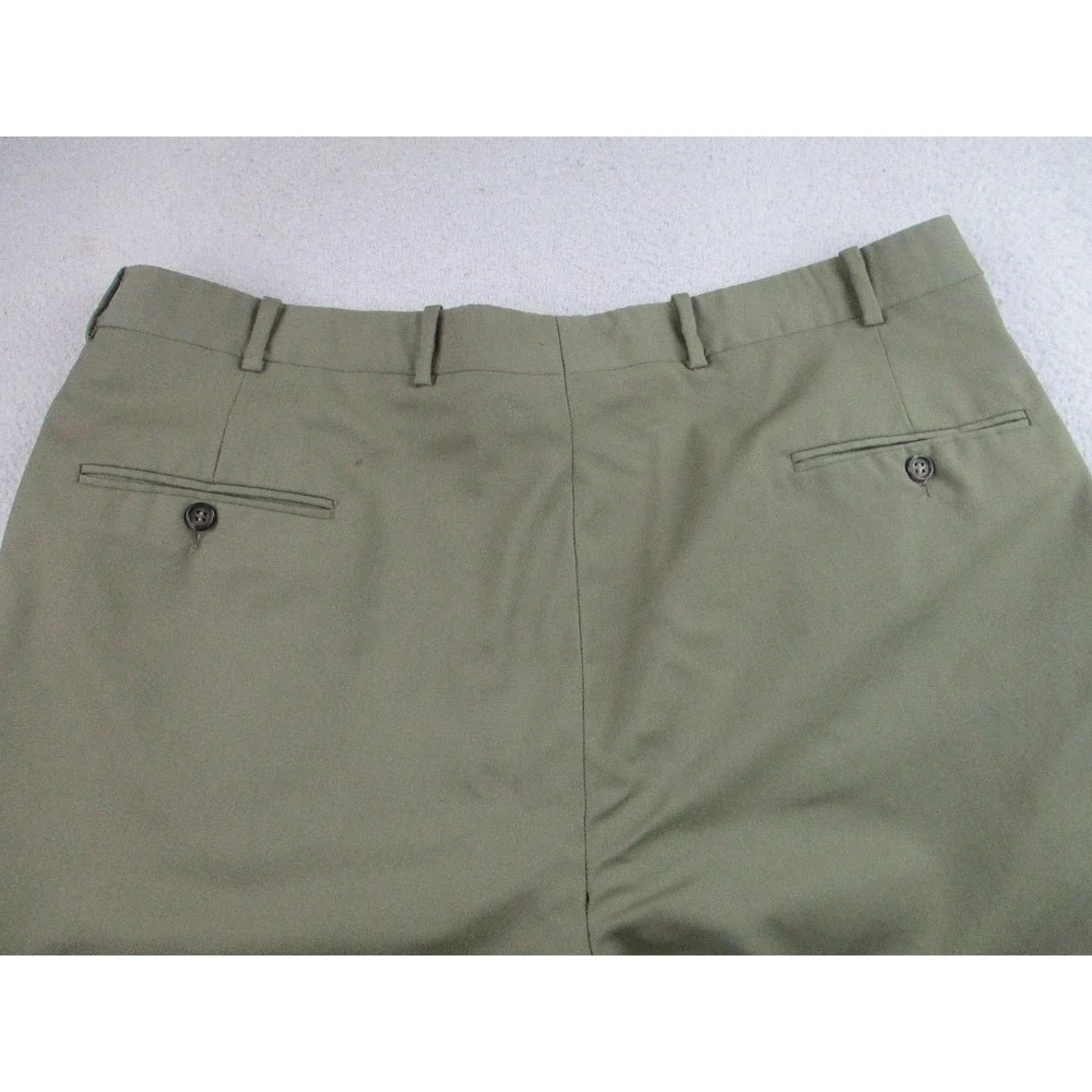 Yves Saint Laurent‎ Pants Mens 38x30 Olive Green Pleated Cuffed Dress Trousers